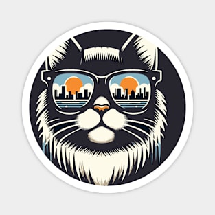 Cat with City Reflection Sunglasses - Cool and Fashion Magnet